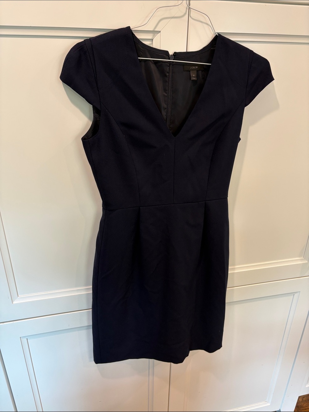 J. Crew Navy V-Neck Cap-Sleeve Sheath Dress Size 2